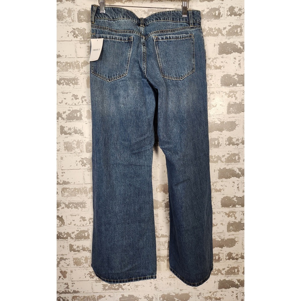 Forever 21 Jeans Women Size 27 Baggy Flare Wide Leg Ripped Distressed Y2K Denim - Picture 8 of 16